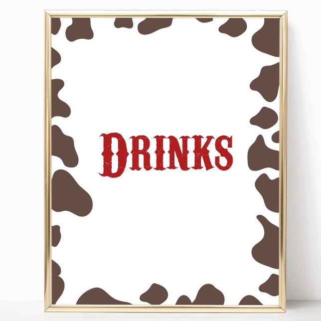 Cowboy Rodeo Western Drinks Table Party Sign (Creator Uploaded)
