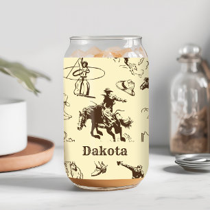 Cowboy Rodeo Western Personalised  Can Glass