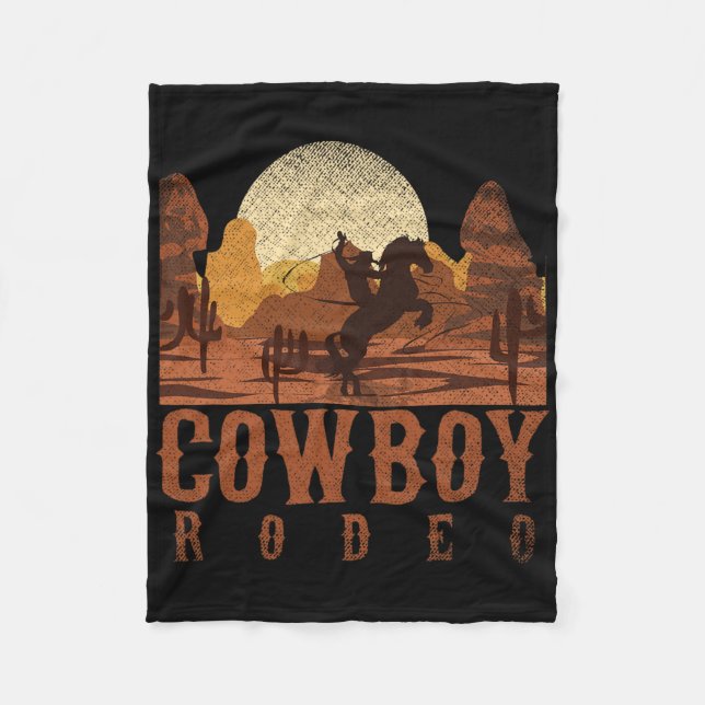 Cowboy Rodeo Western Texan Gift Horseck Riding Cow Fleece Blanket (Front)
