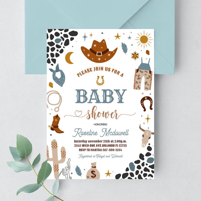 Cowboy Rodeo Wild West Western Baby Shower Invitation (Creator Uploaded)