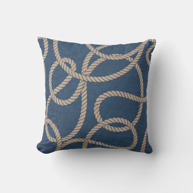 Cowboy Rope Pattern in Blue Cushion (Front)