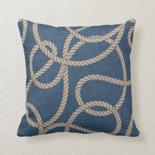 Cowboy Rope Pattern in Blue Cushion
