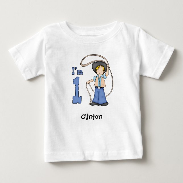 Cowboy Roper 1st Birthday Baby T-Shirt (Front)