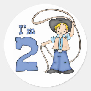 Cowboy Roper 2nd Birthday Classic Round Sticker