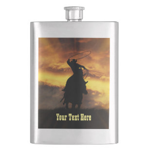 Cowboy Roping Custom Hip Flask