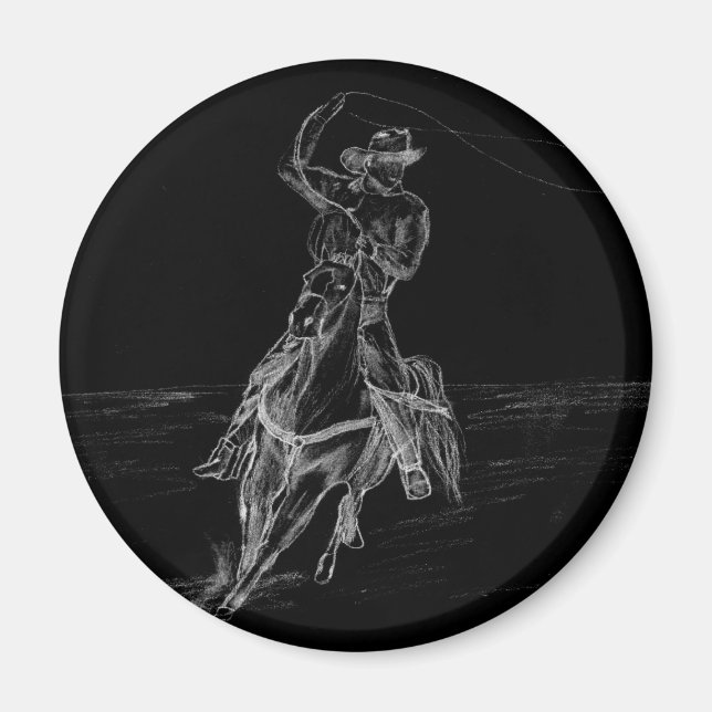 Cowboy Roping Magnet (Front)