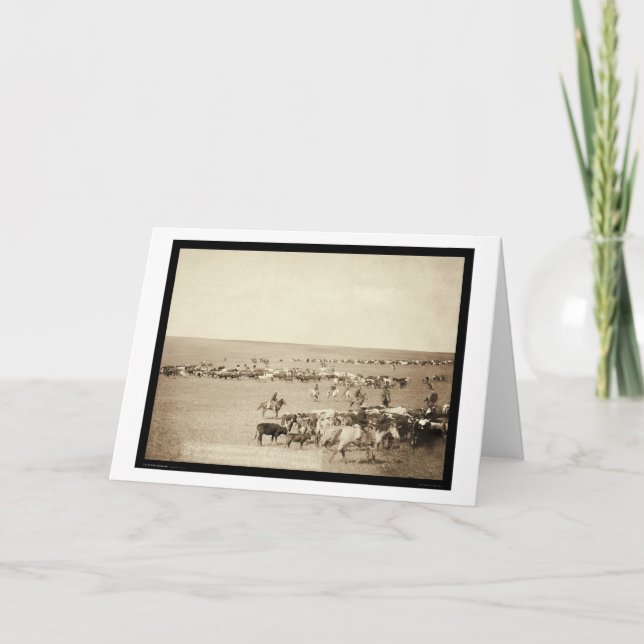 Cowboy Round-Up at Belle Fouche SD 1887 Card (Front)