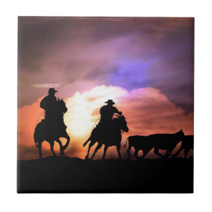 Cowboy round up/ cattle drive tile