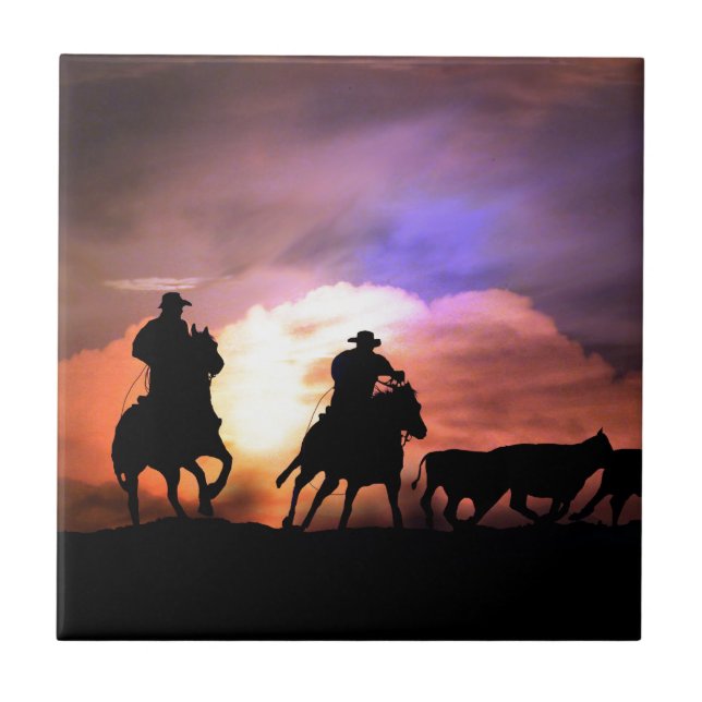 Cowboy round up/ cattle drive tile (Front)