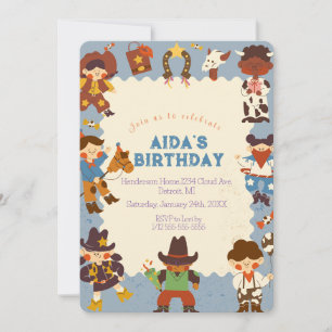 "Cowboy Roundup Birthday Party Invitation