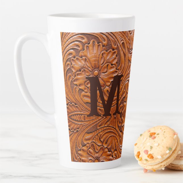Cowboy Rustic country western wedding monogram Latte Mug (In Situ)