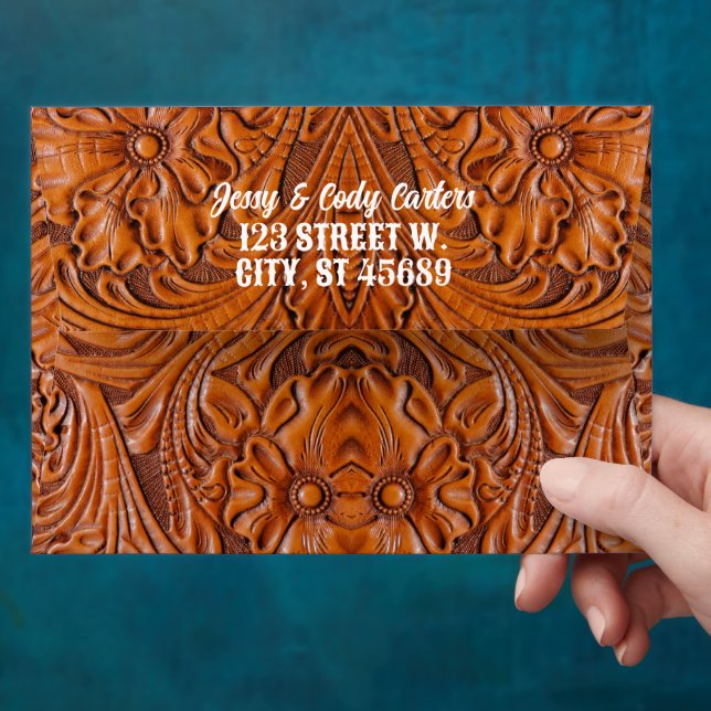 Cowboy Rustic Couples Western Country Wedding Envelope (Hand)