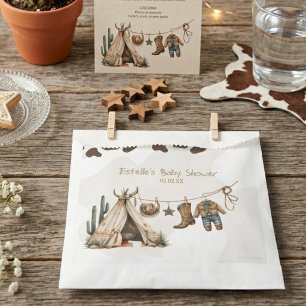 Cowboy rustic elegant Western watercolor baby show Favour Bag