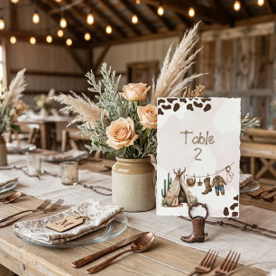 Cowboy rustic howdy Western watercolor baby shower Table Number
