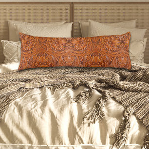 Cowboy Rustic western country tooled leather print Body Cushion