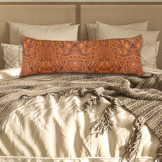 Cowboy Rustic western country tooled leather print Body Cushion (Creator Uploaded)