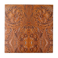 Cowboy Rustic western country tooled leather print