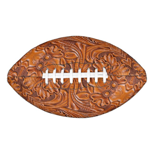 Cowboy Rustic western country tooled leather print Football (Front)