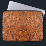 Cowboy Rustic western country tooled leather print Laptop Sleeve<br><div class="desc">Rustic western country pattern tooled leather print laptop sleeve. Cowboy fashion decor accessories.</div>
