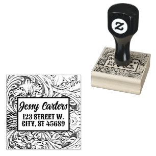 Cowboy Rustic Western Country Tooled Leather Rubber Stamp