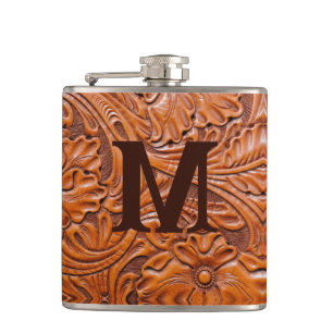 Cowboy Rustic western country wedding monogram Hip Flask