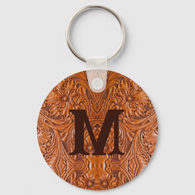 Cowboy Rustic western country wedding monogram Key Ring (Front)