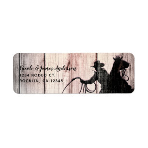 Cowboy Rustic Wood Barn Country Party Return Address Label