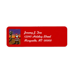 Cowboy Santa Cactus Tree Lights Christmas Labels