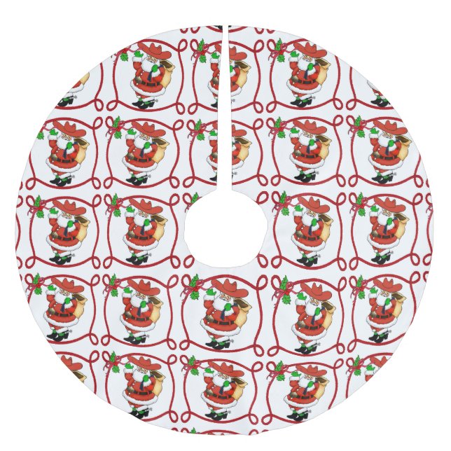 Cowboy Santa Christmas Tree Skirt (Front)
