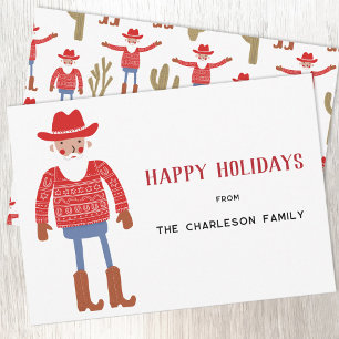 Cowboy Santa Claus Christmas Holiday Card