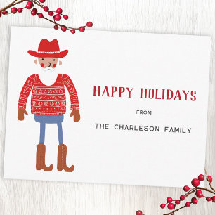 Cowboy Santa Claus Christmas Holiday Postcard