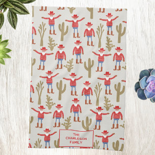 Cowboy Santa Claus Christmas Personalised Tea Towel