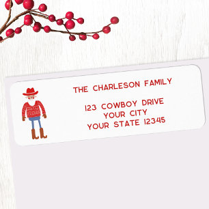 Cowboy Santa Claus Christmas Return Address Label