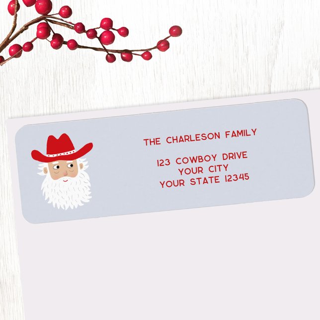 Cowboy Santa Claus Christmas Return Address Return Address Label (Fun Cowboy Santa Claus Western Christmas Holiday return address labels)
