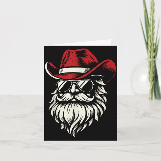 Cowboy Santa Claus Christmas Vintage  Card (Front)