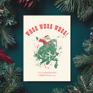Cowboy Santa Claus Fun Western Rodeo Horse Photo Holiday Card