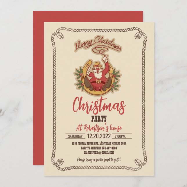 Cowboy Santa Claus     Invitation (Front/Back)