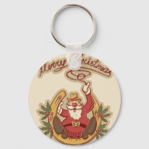 Cowboy Santa Claus Key Ring