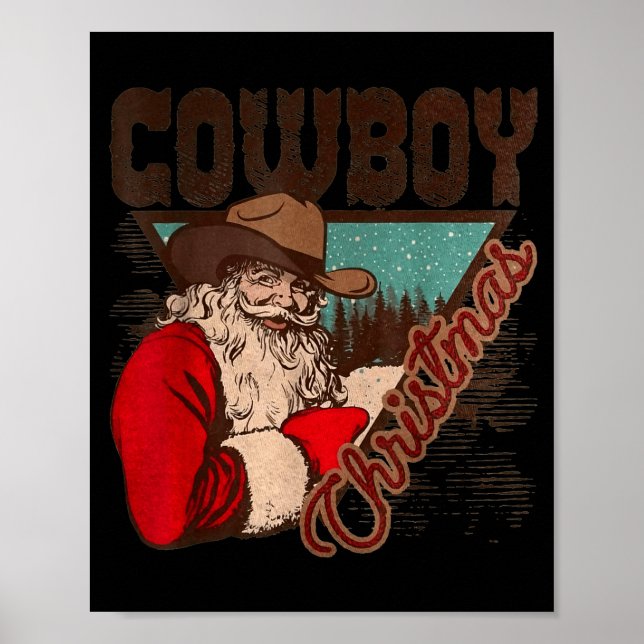 Cowboy Santa Claus Merry Christmas Western Country Poster (Front)