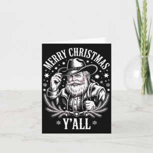 Cowboy Santa Claus Merry Christmas Y'all Western C Card