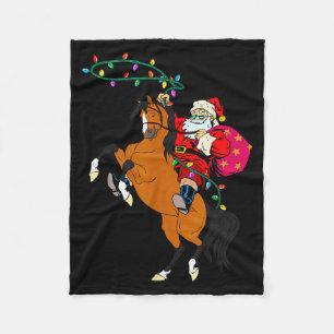 Cowboy Santa Claus Riding A Horse Christmas Cowboy Fleece Blanket