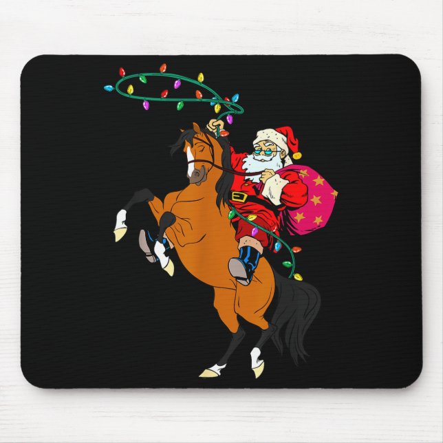 Cowboy Santa Claus Riding A Horse Christmas Cowboy Mouse Pad (Front)