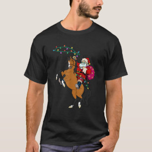 Cowboy Santa Claus Riding A Horse Christmas Cowboy T-Shirt