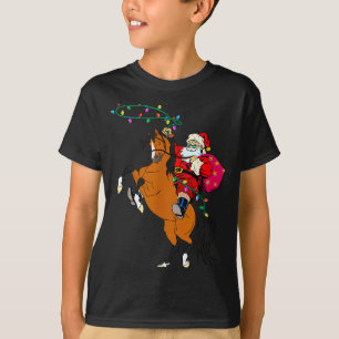 Cowboy Santa Claus Riding A Horse Christmas Cowboy T-Shirt