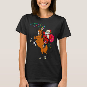 Cowboy Santa Claus Riding A Horse Christmas Cowboy T-Shirt