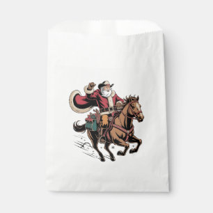 Cowboy Santa Claus Riding A Horse Christmas Favour Bag