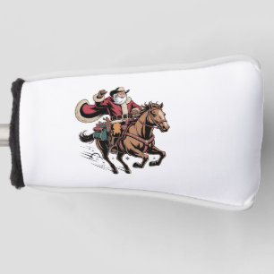 Cowboy Santa Claus Riding A Horse Christmas Golf Head Cover