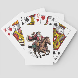 Cowboy Santa Claus Riding A Horse Christmas  Playing Cards