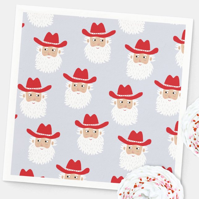 Cowboy Santa Claus Western Christmas Napkin (Fun Cowboy Santa Claus Western Holidays Christmas party paper napkin)