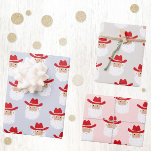 Cowboy Santa Claus Western Christmas Wrapping Paper Sheet